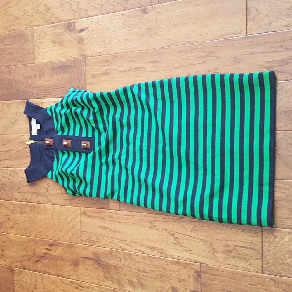 MICHAEL Michael Kors Sleeveless Navy Green Striped Dress Size XS